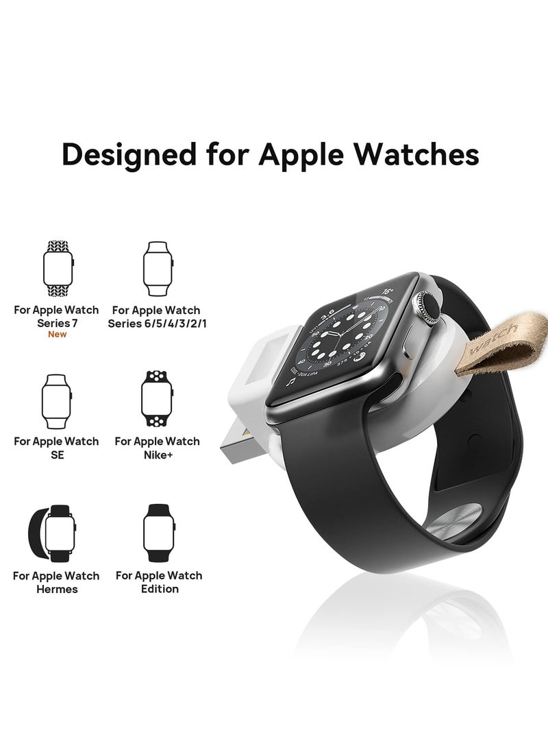 SOLARAE Portable Magnetic Fast Charging USB Wireless Charger for Apple Watch Series 7/6/5/4/3/2/1/SE - Travel-Friendly Design (White) - Image 2