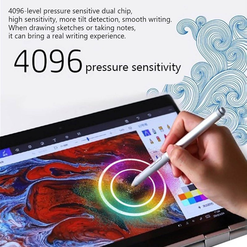 klarako Active Stylus Pen, Digita Stylus Pen 4096 Pressure Learning Drawing Teaching Sensing Type C Interface Silver Pen Fine Tip for HP Elitebook and Zbook X360 1030 G2/G3 1040 - Image 2