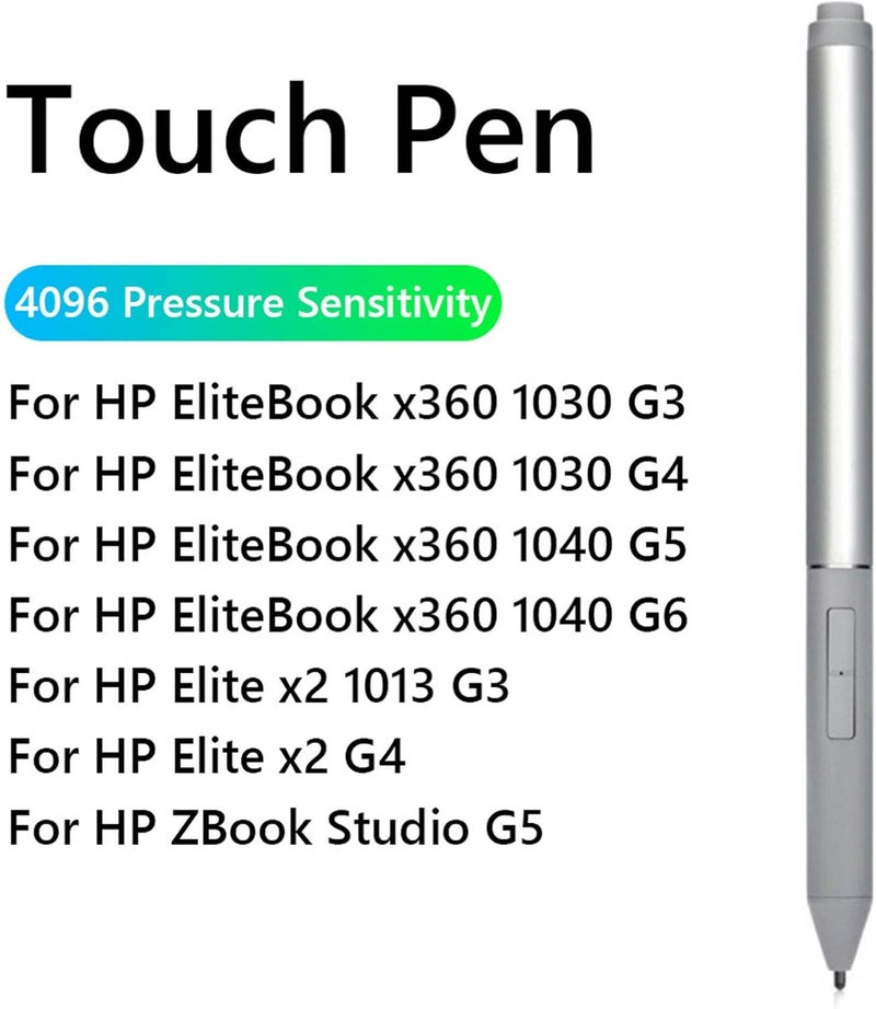 klarako Active Stylus Pen, Digita Stylus Pen 4096 Pressure Learning Drawing Teaching Sensing Type C Interface Silver Pen Fine Tip for HP Elitebook and Zbook X360 1030 G2/G3 1040 - Image 4