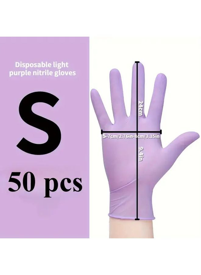 50 PCS Purple Nitrile Gloves High Elasticity 9 Inch Waterproof Non Slip Disposable Household - Image 1