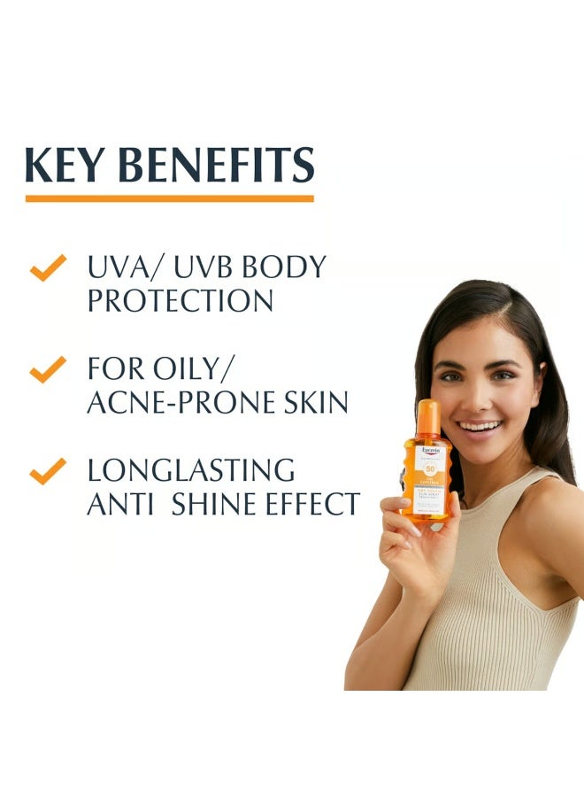 Eucerin Sun Oil Control Dry Touch Sun Spray Transparent SPF50+ Sunscreen 200ml - Image 4