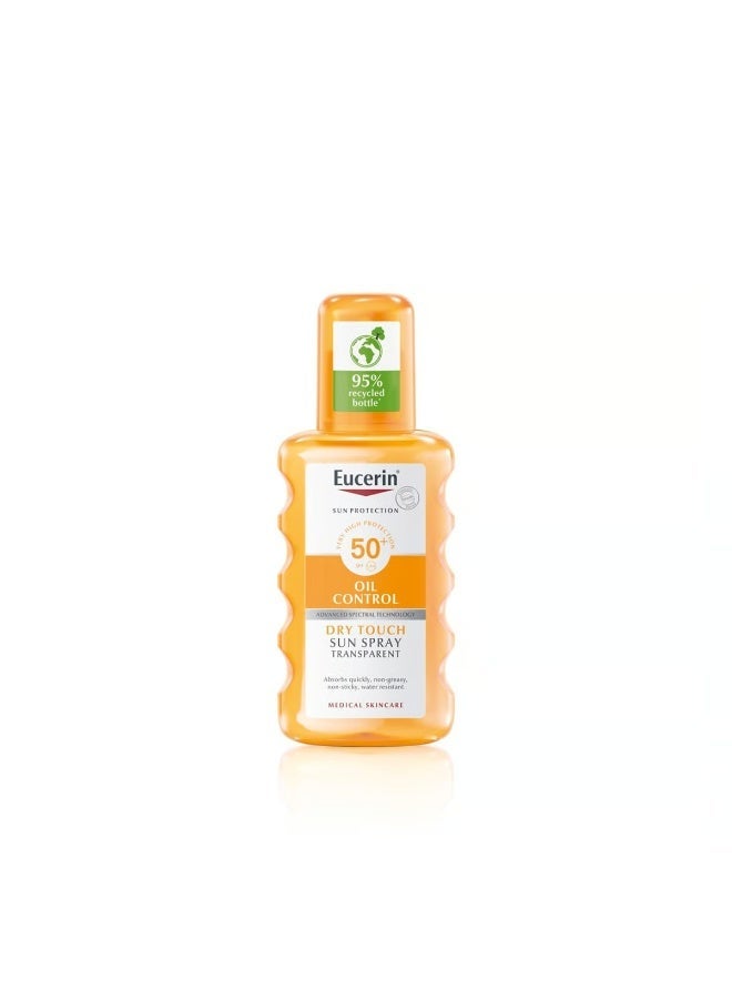 Eucerin Sun Oil Control Dry Touch Sun Spray Transparent SPF50+ Sunscreen 200ml - Image 1