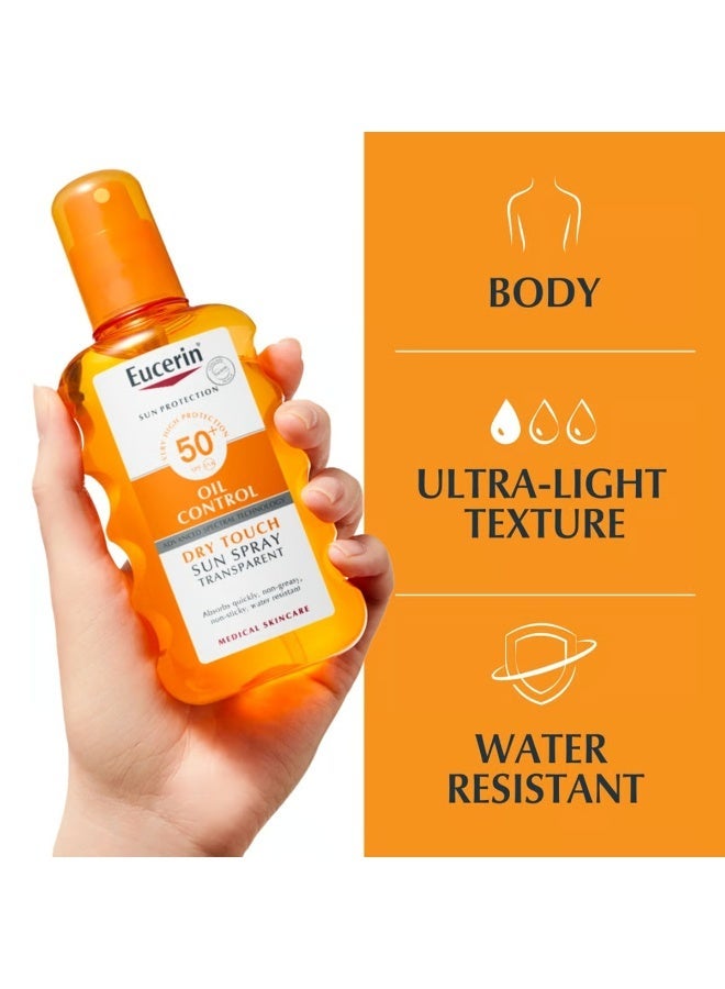 Eucerin Sun Oil Control Dry Touch Sun Spray Transparent SPF50+ Sunscreen 200ml - Image 3