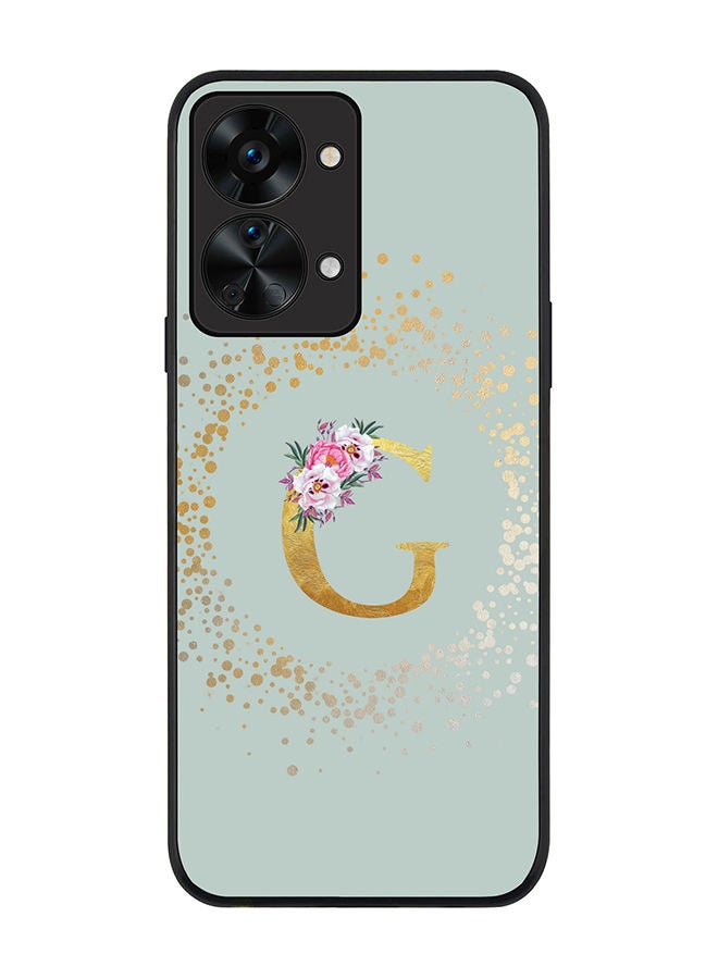 Stylizedd Rugged Black edge case for OnePlus Nord 2T Slim fit Soft Case Flexible Rubber Edges TPU Gel Thin Cover - Custom Monogram Initial Letter Floral Pattern Alphabet - G (Light Grey) - Image 1