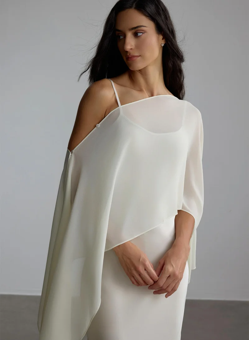 Sunfere  Elena Spaghetti Strap Maxi Dress With Cape Blouse for Women | Best Price UAE