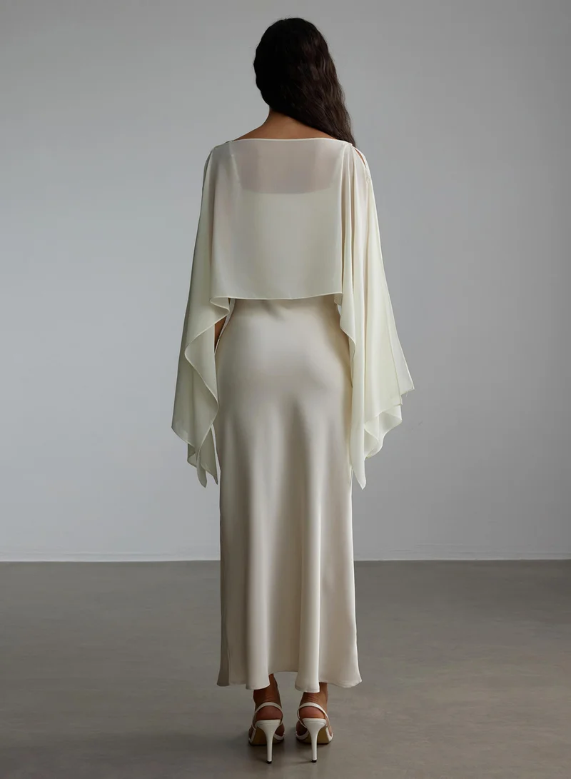 Sunfere  Elena Spaghetti Strap Maxi Dress With Cape Blouse for Women | Best Price UAE