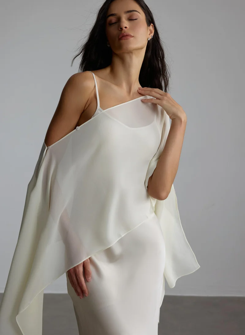 Sunfere  Elena Spaghetti Strap Maxi Dress With Cape Blouse for Women | Best Price UAE