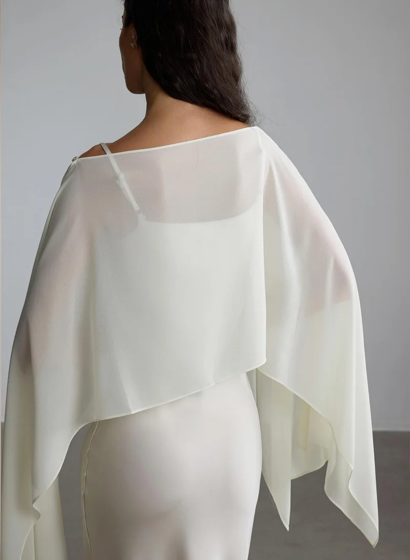 Sunfere  Elena Spaghetti Strap Maxi Dress With Cape Blouse for Women | Best Price UAE