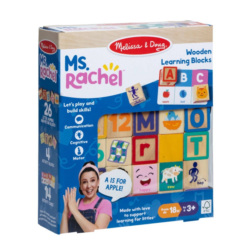 Melissa & Doug مجموعة ألعاب كتل التعلم الخشبية من ميليسا ودوج السيدة راشيل (44 قطعة) - Image 1