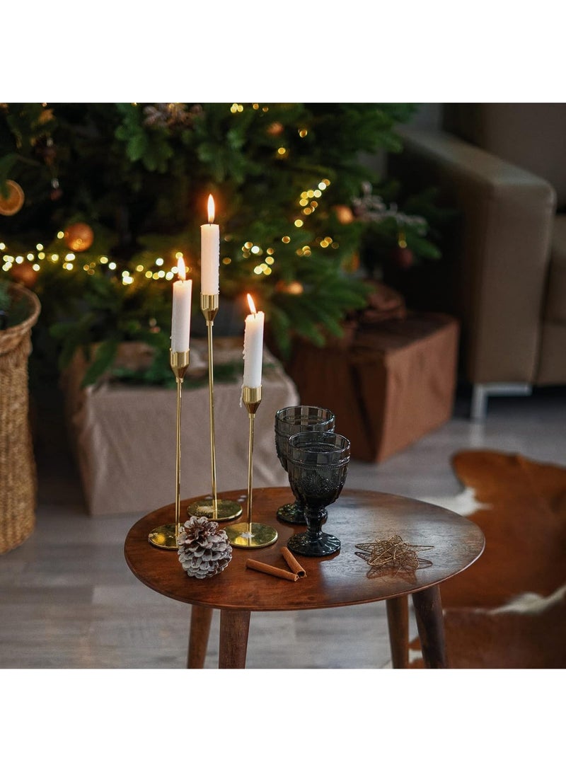 Home zone Set of 3 Candle Holders for Taper Candles Decorative Candlestick Holder for Wedding Dinning Party Fits 3/4 inch Thick Candle & Led Candles (Metal Candle Stand) (Gold) - Image 4