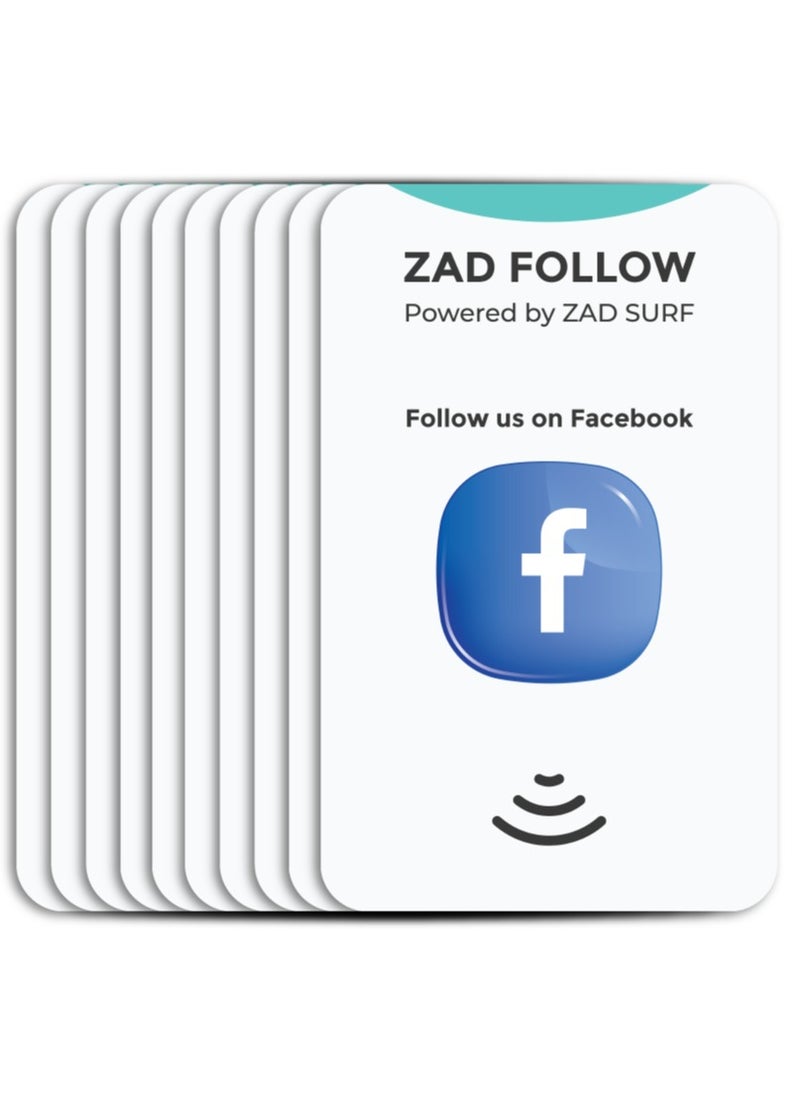 Zad Surf Pack of 10 Zad Follow. Facebook Follows NFC Card from (Zad Surf) allowing you boosting follows - iOS and Android  - Image 1