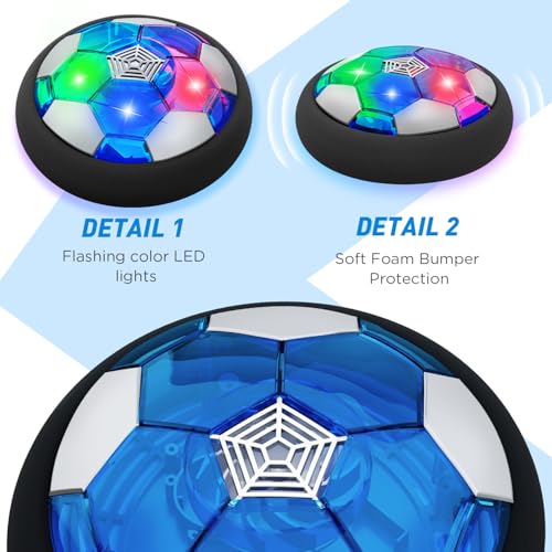 Toyk LED Hover Soccer Ball Boy Toys Air Power Kids Training Ball Playing Football Indoor Outdoor Game Birthday Gifts for Age 3 4 5 6 7 810 Years Old Boys Girls Soccer 2PCS - Image 5