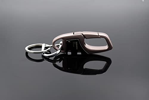 omuda Stylish Hook Locking Silver Metal Carabiner Double Ring Hook Metal Key Chain for Men & Women - Image 3