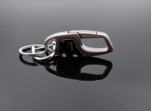 omuda Stylish Hook Locking Silver Metal Carabiner Double Ring Hook Metal Key Chain for Men & Women - Image 2