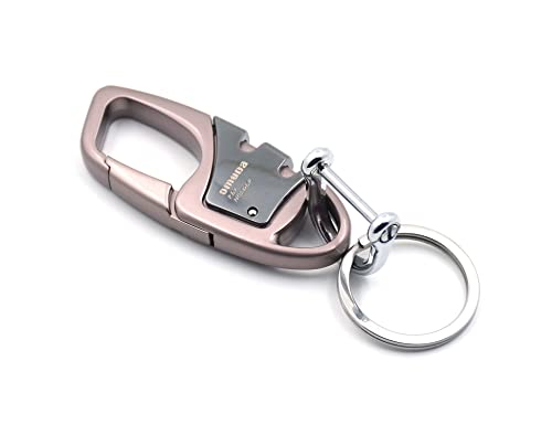 omuda Stylish Hook Locking Silver Metal Carabiner Double Ring Hook Metal Key Chain for Men & Women - Image 1