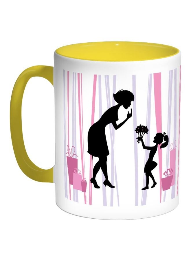 RYN Mother's Day Gift Printed Coffee Mug White/Pink/Black 11ounce