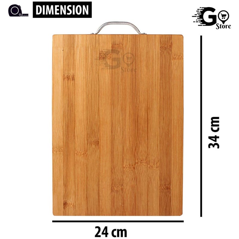 GO Store Extra Large Bamboo Wooden Chopping Board (34 X 24 CM, 1.8 CM Thickness) Comes with Metal Handle, Vegetable Cutting Board for Kitchen Items, Eco-Friendly, Anti-Microbial - Image 2