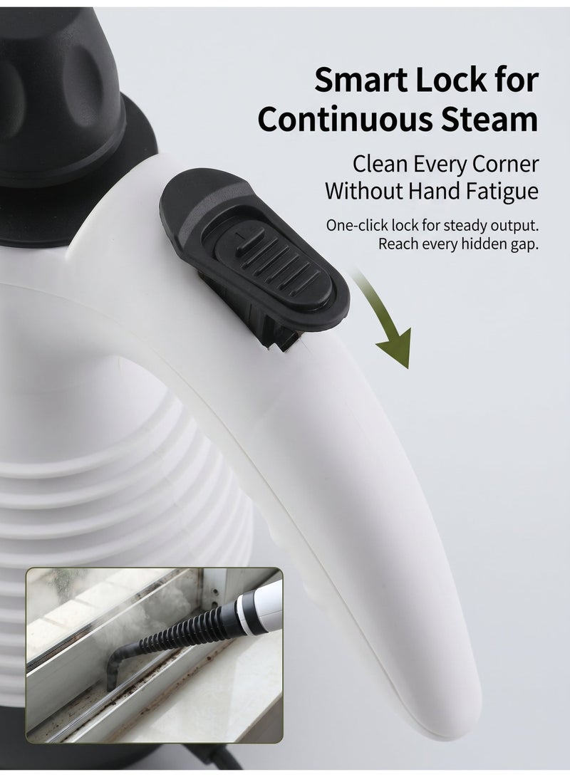 ET-LIFE Steam Cleaner, 1050W Pressurized Steamer for Cleaning, Multi-Purpose Steamer for Home, Handheld Steam Cleaner, Car Steamer, Portable Steam Cleaner for Kitchen, Bathroom, Tile (White) - Image 4