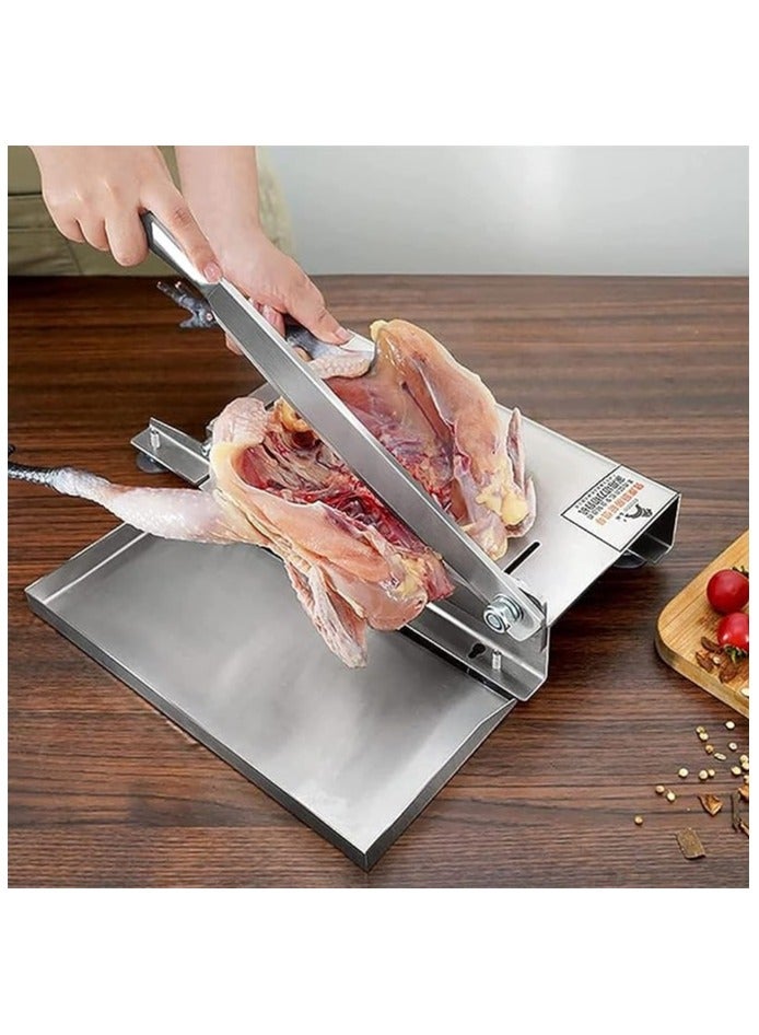 Manual Bone Meat Cutter,Stainless Steel Ribs Meat Chopper,Home Commercial Food Slicer Machine for Fish,Chicken,Beef,Frozen Meat,Vegetables.  - Image 4