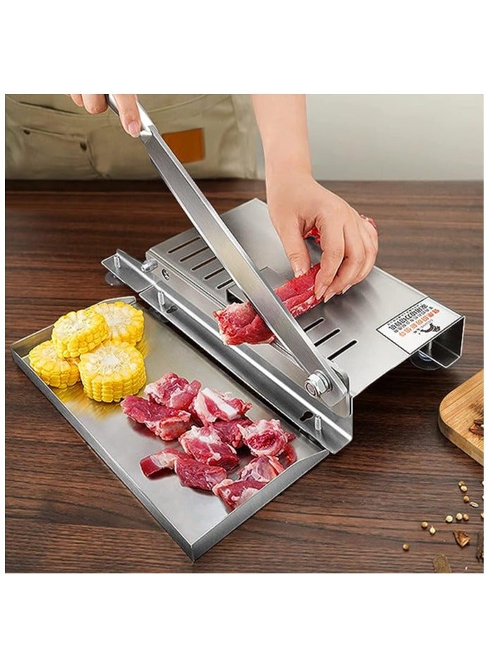 Manual Bone Meat Cutter,Stainless Steel Ribs Meat Chopper,Home Commercial Food Slicer Machine for Fish,Chicken,Beef,Frozen Meat,Vegetables.  - Image 3