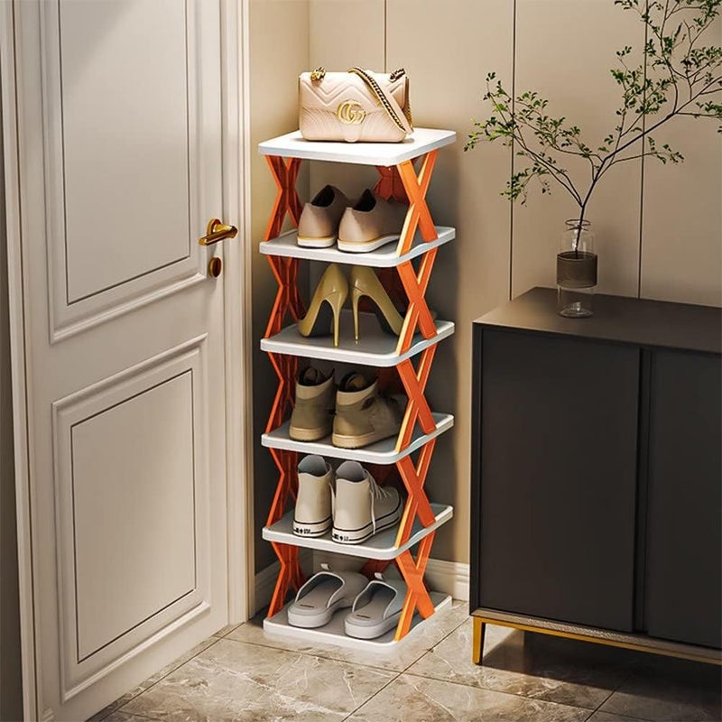 PATTAR Plastic 6 Layer Shoes Rack Stand Storage Organizer Cabinet Durable Portable Shoe Organiser for The Living Room Bedroom Office and Kitchen Space Saving Rack Multicolor Creative Shoe Rack - Image 4