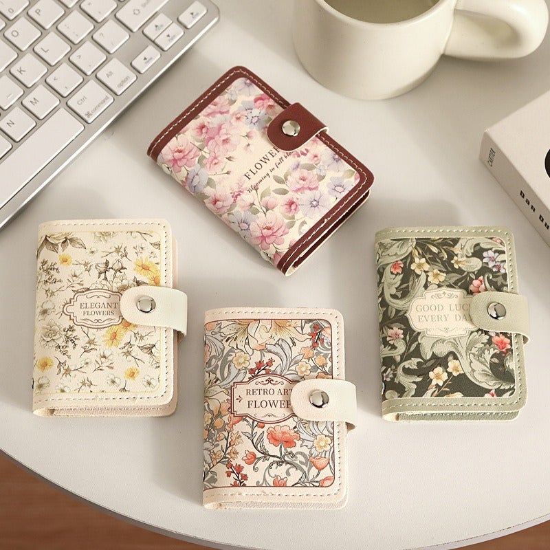 New Floral Oil Painting Card Holder, Vintage Multi-Slot, Large Capacity - Image 1