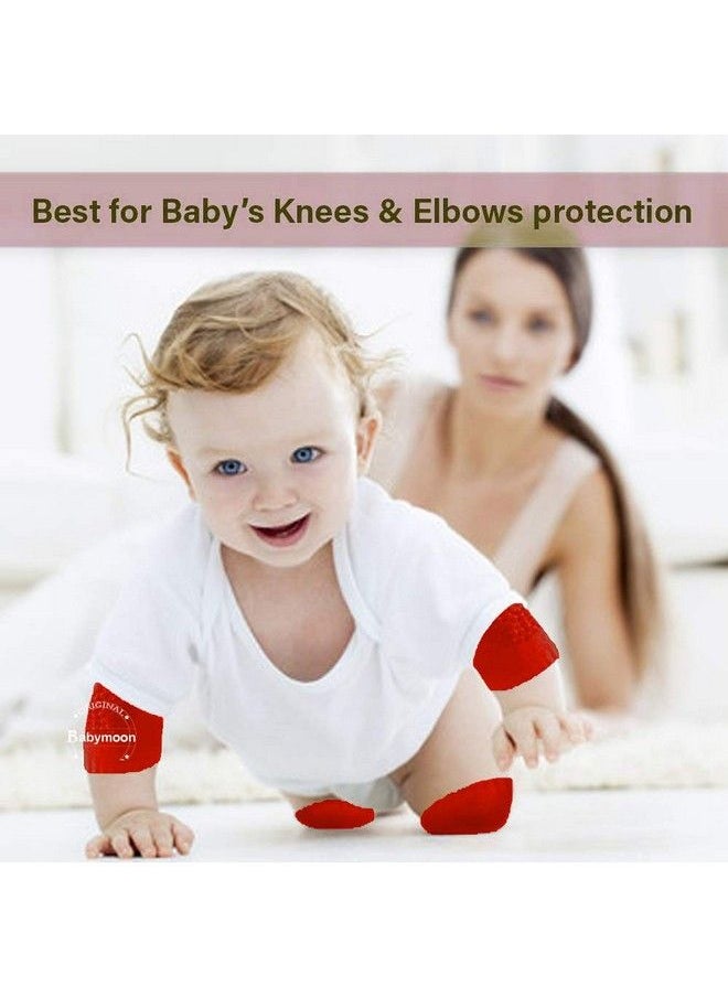 BabyMoon - Baby Knee Pads For Crawling Antislip Padded Stretchable Elastic Cotton Soft Breathable Comfortable Knee Cap Elbow Safety Protector (Pack Of 1 Pair Red) - Image 1