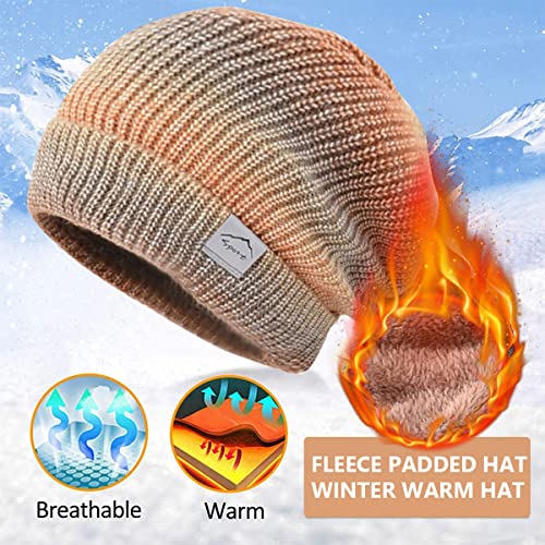 PALAY® Winter Cap for Women, Fleece Lined Women's Beanie Cap Hat with Neck Scarf, Knitted Warm Winter Hat Neck Warmer Scarf Mask Set (orange) - Image 4