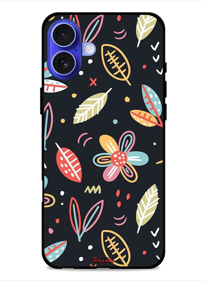 Tolwak Apple iPhone 16 Protective Case Cover Flowers And Leaves Abstract Art - Image 1