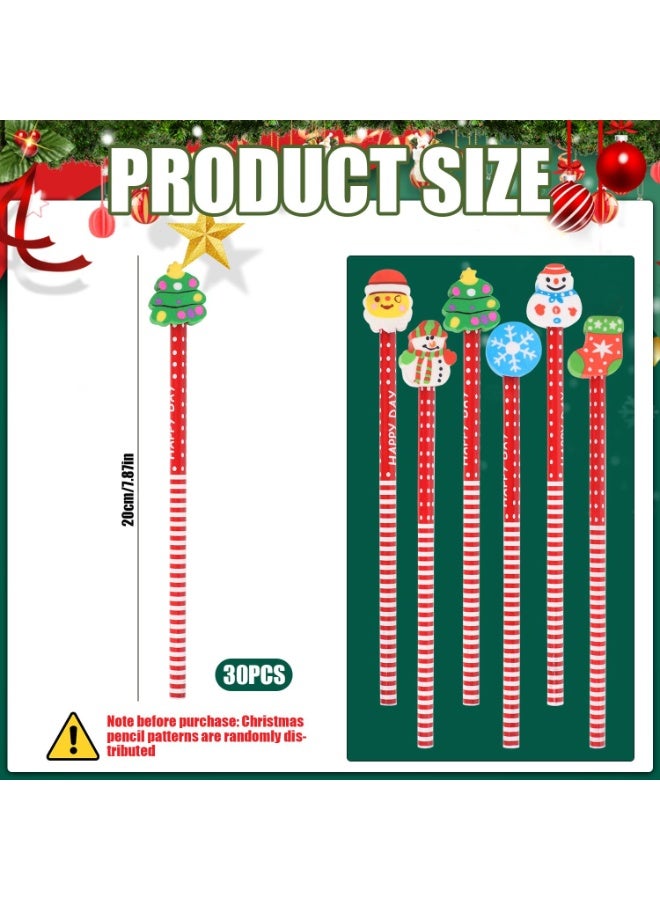أقلام رصاص كريسماس عيد الميلاد، عبوة من 10 قلم رصاص مع ممحاة، أقلام رصاص عيد الميلاد للأطفال، اشكال سانتا وسنومان ، هدية عيد الميلاد - Image 2