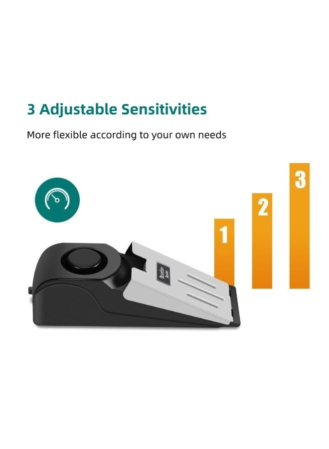 Chabeia 1 Piece Upgraded Door Stop Alarm -Door Stopper with 120db Loud Security Alarm, Great for Traveling Security Door Stopper Doorstop Safety Tools for Home, 5.79" x 2.48" x 2.01" (Black) - Image 3