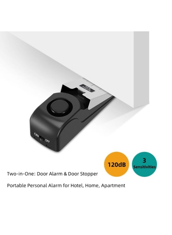 Chabeia 1 Piece Upgraded Door Stop Alarm -Door Stopper with 120db Loud Security Alarm, Great for Traveling Security Door Stopper Doorstop Safety Tools for Home, 5.79" x 2.48" x 2.01" (Black) - Image 5
