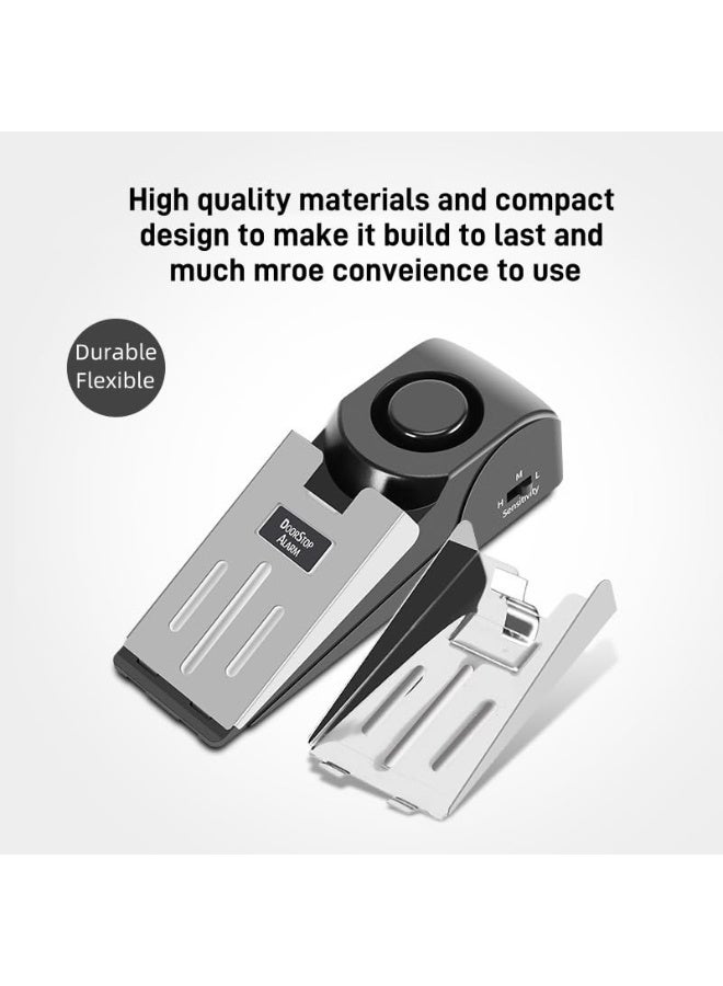 Chabeia 1 Piece Upgraded Door Stop Alarm -Door Stopper with 120db Loud Security Alarm, Great for Traveling Security Door Stopper Doorstop Safety Tools for Home, 5.79" x 2.48" x 2.01" (Black) - Image 2