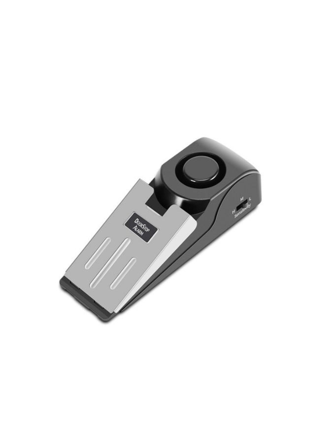 Chabeia 1 Piece Upgraded Door Stop Alarm -Door Stopper with 120db Loud Security Alarm, Great for Traveling Security Door Stopper Doorstop Safety Tools for Home, 5.79" x 2.48" x 2.01" (Black) - Image 1