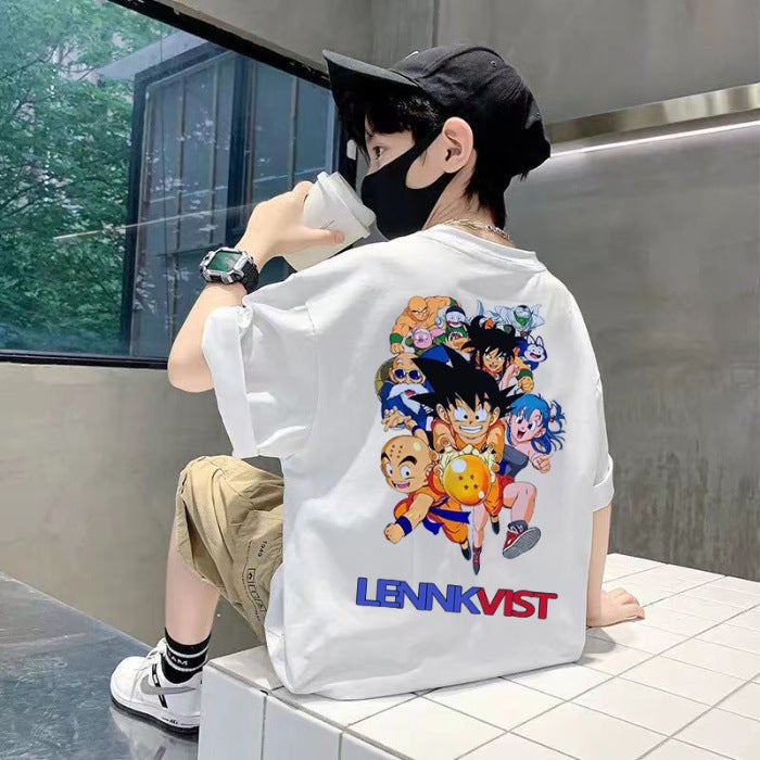 Boys T-Shirt Short-Sleeved Cotton 2024 Style Middle And Large Children'S Clothes Fashionable Handsome Children'S Street Top Summer Clothes - Image 1