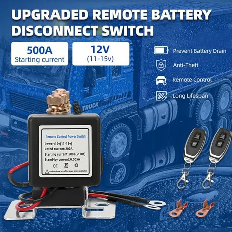 200A Remote Battery Disconnect Switch Wireless Relay 12V Car Starter Anti Theft - Image 4