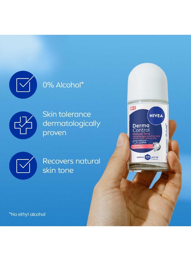 Nivea Derma Control Natural Tone Anti-Perspirant Roll-On With Pure Hyaluron And Vitamin C 50ml - Image 5