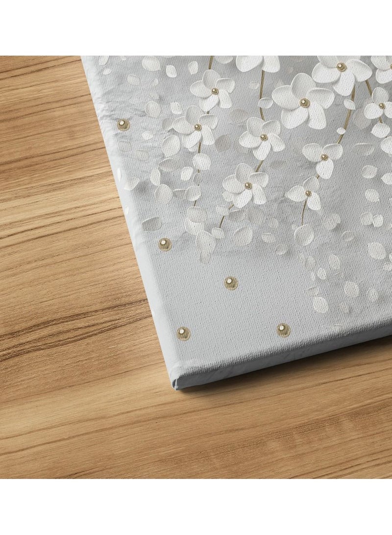 مودكلاس لوحه فنيه جداريه بخامة كانفس  بتصميم  لشجره ورود بيضاء متفتحه ذو فرع ذهبي لامع متمايل - Image 3