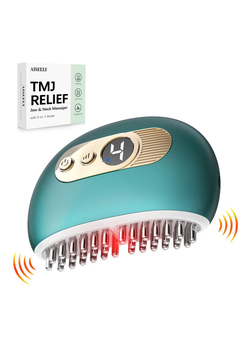 Aiseely TMJ Relief Products Jaw, 3 In 1 Jaw & Neck Relief Massager, Vibration & Heating & Plusmode, Ergonomic Multi-Needle Design for Jaw & Neck Pain Relief, Grinding and Clenching Teeth Relief, Green  - Image 1
