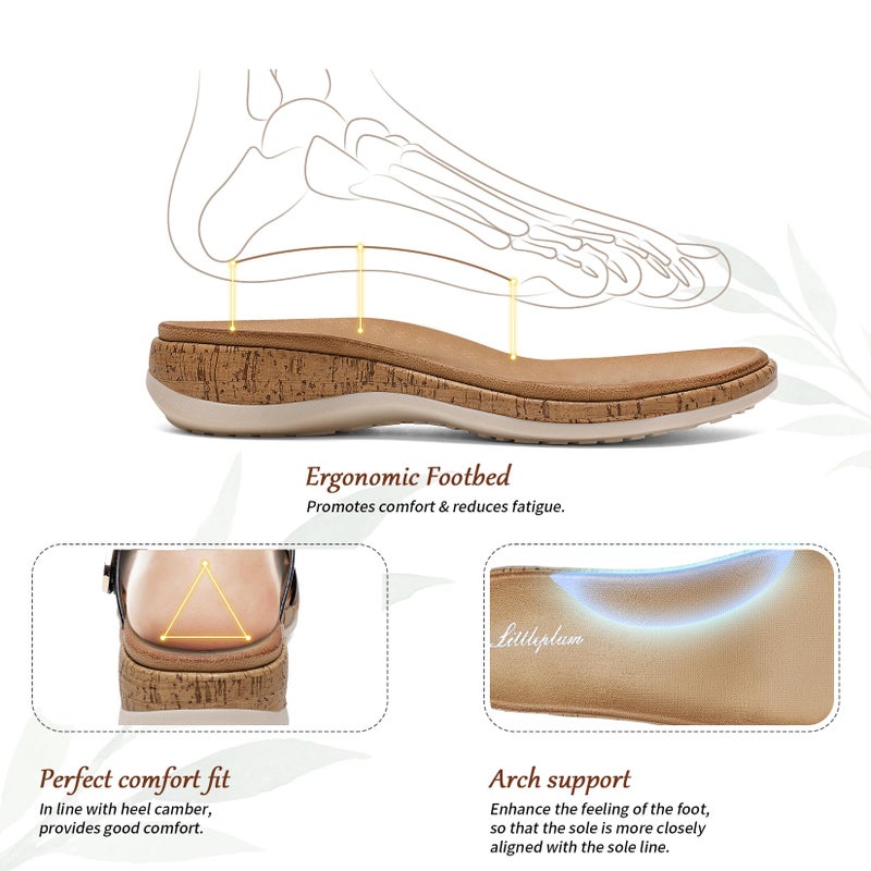 Littleplum Women Slides Sandals Arch Support Open Toe Slip on Sandals Soft Cushion Slippers Comfy Casual Summer Shoes for Walking Beach Travel Cream White Size 9 - Image 4