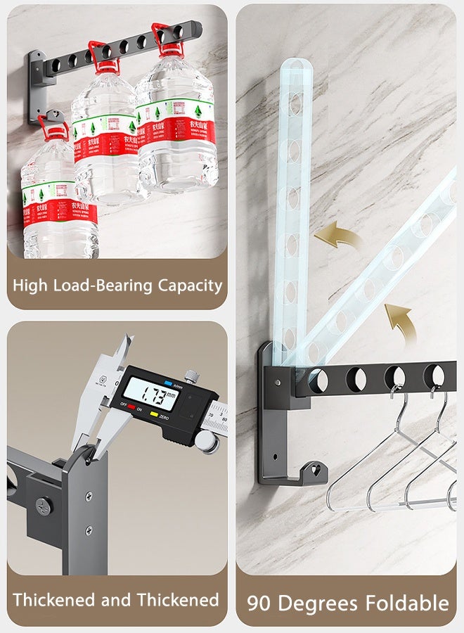 MLADEN Carbon Steel Clothes Hangers Drying Racks, Folding Garment Racks, Wall Mounted Closet Storage Organizer, Clothes Hanger Rack for Door for Laundry, Bedroom, Washroom, Black - Image 3