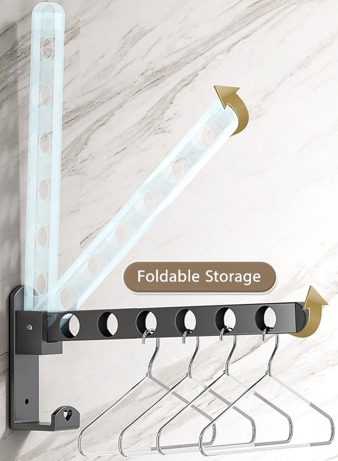 MLADEN Carbon Steel Clothes Hangers Drying Racks, Folding Garment Racks, Wall Mounted Closet Storage Organizer, Clothes Hanger Rack for Door for Laundry, Bedroom, Washroom, Black - Image 4