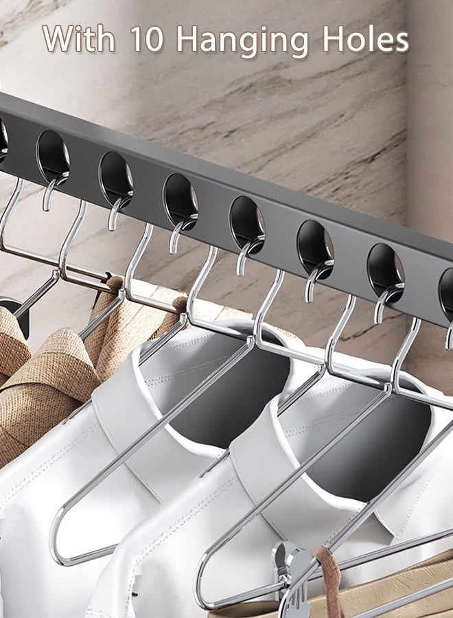 MLADEN Carbon Steel Clothes Hangers Drying Racks, Folding Garment Racks, Wall Mounted Closet Storage Organizer, Clothes Hanger Rack for Door for Laundry, Bedroom, Washroom, Black - Image 5