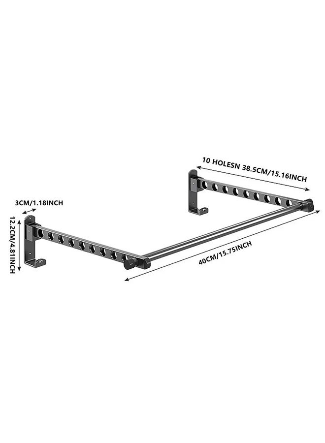 MLADEN Carbon Steel Clothes Hangers Drying Racks, Folding Garment Racks, Wall Mounted Closet Storage Organizer, Clothes Hanger Rack for Door for Laundry, Bedroom, Washroom, Black - Image 2