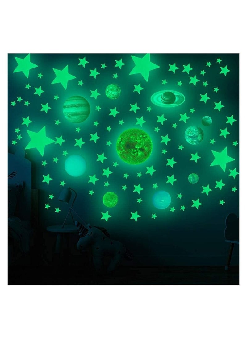 DAX STAR - Glow in The Dark Stars and Planets Solar System Wall Decals 110PCS Glowing Ceiling Spaceship Stars Wall Stickers, Best Gift for Kids Bedding Room Nursery Home Decoration - Image 1