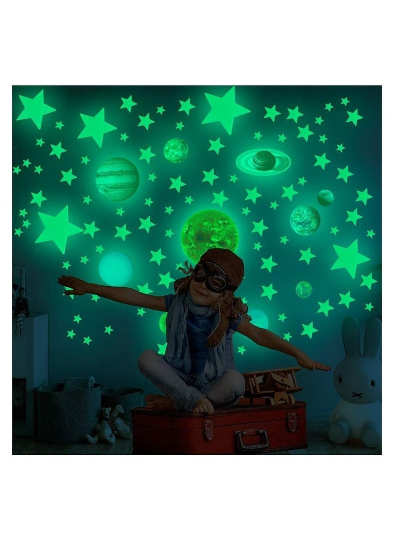 DAX STAR - Glow in The Dark Stars and Planets Solar System Wall Decals 110PCS Glowing Ceiling Spaceship Stars Wall Stickers, Best Gift for Kids Bedding Room Nursery Home Decoration - Image 1
