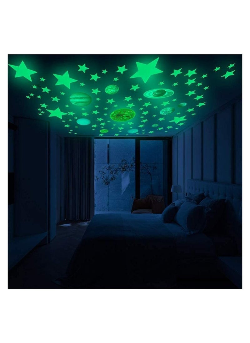 DAX STAR - Glow in The Dark Stars and Planets Solar System Wall Decals 110PCS Glowing Ceiling Spaceship Stars Wall Stickers, Best Gift for Kids Bedding Room Nursery Home Decoration - Image 1