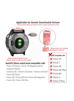 Y&D Watch Band Waterproof Wristband Strap Lace Silicone for Garmin Fenix 7S 6S 5S Instinct 2S Quick Fit 20mm Soft Sport Hollowed-out Slim Wrist Descent Mk2S  - Image 2