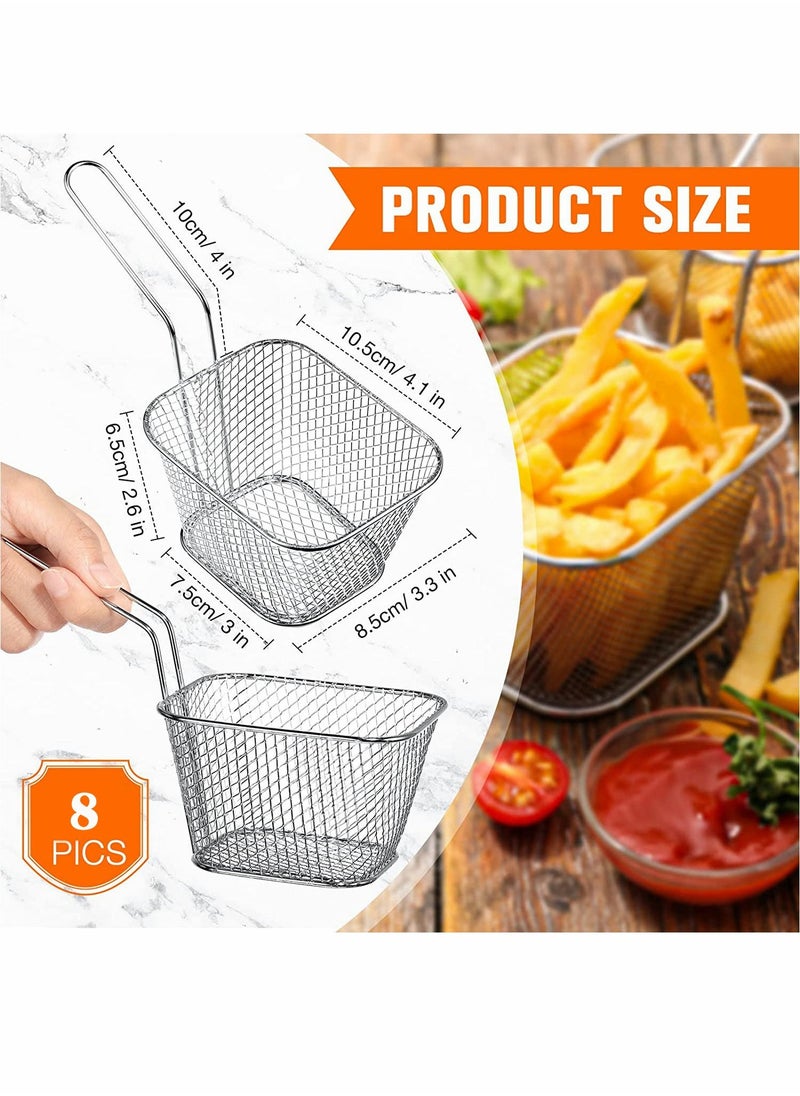 Mini Square Fry Basket Steel French Fry Chip Basket Food Baskets for Serving Stainless Steel Fry Basket with Handle Reusable Fries Holder Mini Deep Fryer with Basket for Home Decor 8 PCS - Image 3
