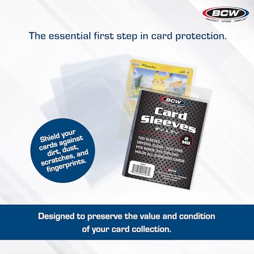 BCW Standard Card Sleeves - Penny Sleeves 2 5/8 x 3 5/8 | 1000 Clear Trading Card Sleeves | Card Protector Sleeves for Baseball, Sports & Trading Cards | 10 Packs of 100 Each - Image 2